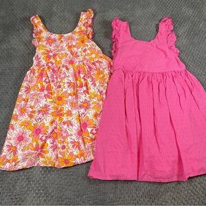 Sigrid Olsen Girls Size 8 Summer Dress 100% Cotton Pink Floral Lot of 2 Bow Back